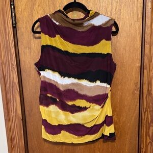 Calvin Klein Yellow and Brown Sleeveless Blouse